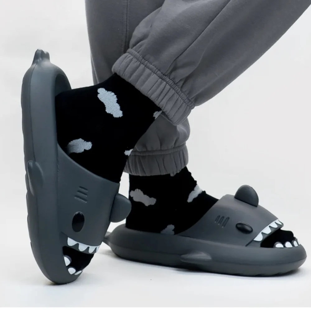 Cloud Shark Slides Sandals Dark Gray Mens ,Women's Non-slip Unisex 38-39